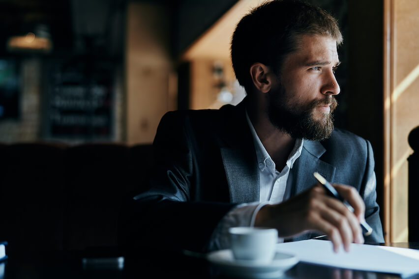 man preparing for recession